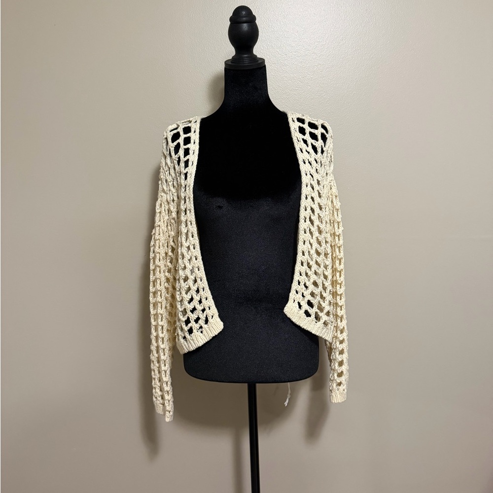 Open-Knit Cream Cardigan